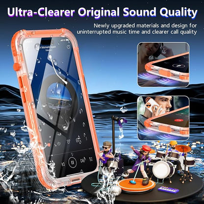 Temdan Magnetic for iPhone 15 Case Waterproof,[Built-in Screen & Camera Protector][Full Body Shockproof][IP68 Underwater][Dustproof] Shockproof Phone Case for iPhone 15 6.1"-Orange