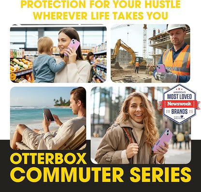 OtterBox iPhone 16e, 15, 14, & 13 Commuter Series Case - Slim & Tough, Pocket-Friendly, with Port Protection - Pink/Blue
