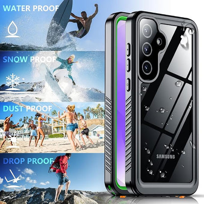 SPIDERCASE Upgraded for Samsung Galaxy S25 Case Waterproof,Built-in Screen & Camera Lens Protector[IP68 Underwater] [Military Grade Shockproof] Full Body Protection Phone Case,Green/Clear