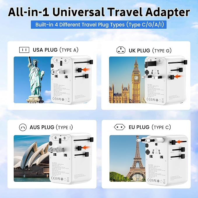 70W Charger with USB-C & USB-A Multiple Ports - Travel Adapter Use in Hotels Airports & Cruises - Type-C & A Safe for Phones & Cameras, A Reliable Choice for Users in Daily Travel