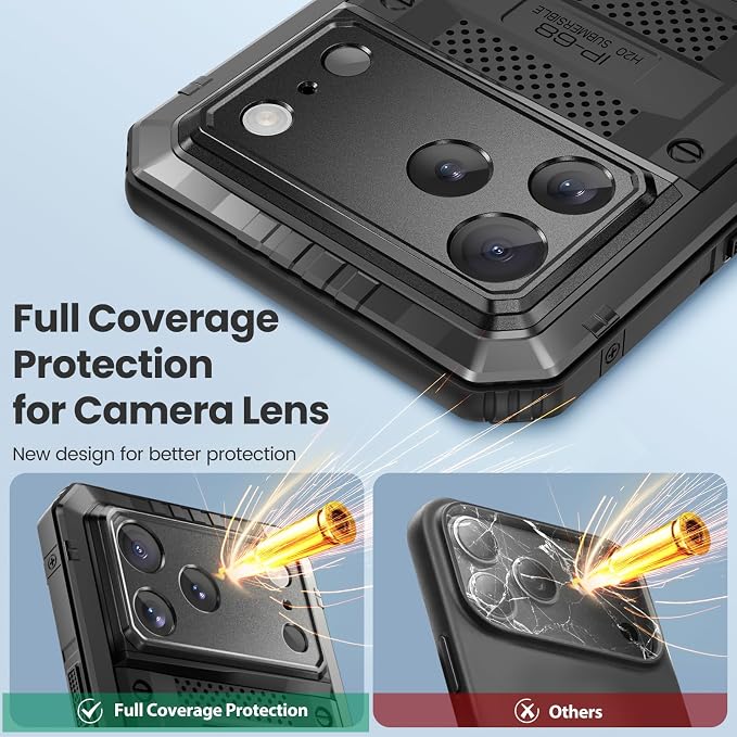 Mitywah Waterproof Case for iPhone 17 Pro, Rugged Metal Case with Built-in Screen Protector, Heavy Duty Full Body Shockproof Protective Cover 6.3 inch, Black