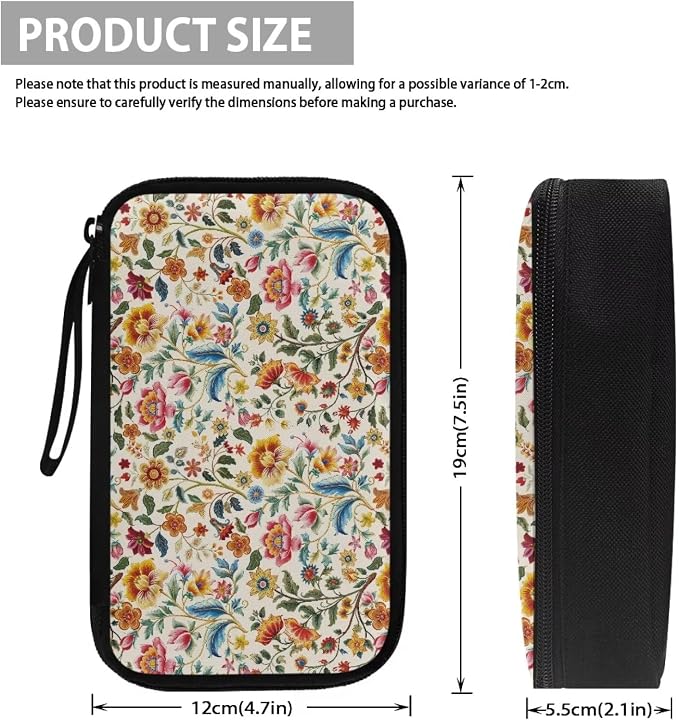 Bohemia Flower Print Electronics Organizer, Travel Cable Organizer bag, Portable Cord Storage/Charger Storage/Cable Storage, Compact Tech Bag & Charger Case