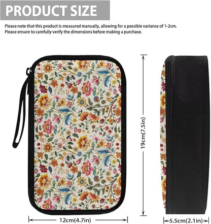 Bohemia Flower Print Electronics Organizer, Travel Cable Organizer bag, Portable Cord Storage/Charger Storage/Cable Storage, Compact Tech Bag & Charger Case