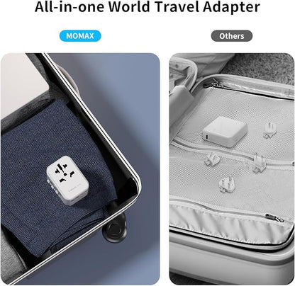 MOMAX Universal Travel Adapter, PD 35W Fast International Power Adapter, 3 USB C & 2 USB A, Worldwide Travel Plug Adapter, International Power Adapter for Europe, USA, Japan, Australia (Type C/A/G/I)
