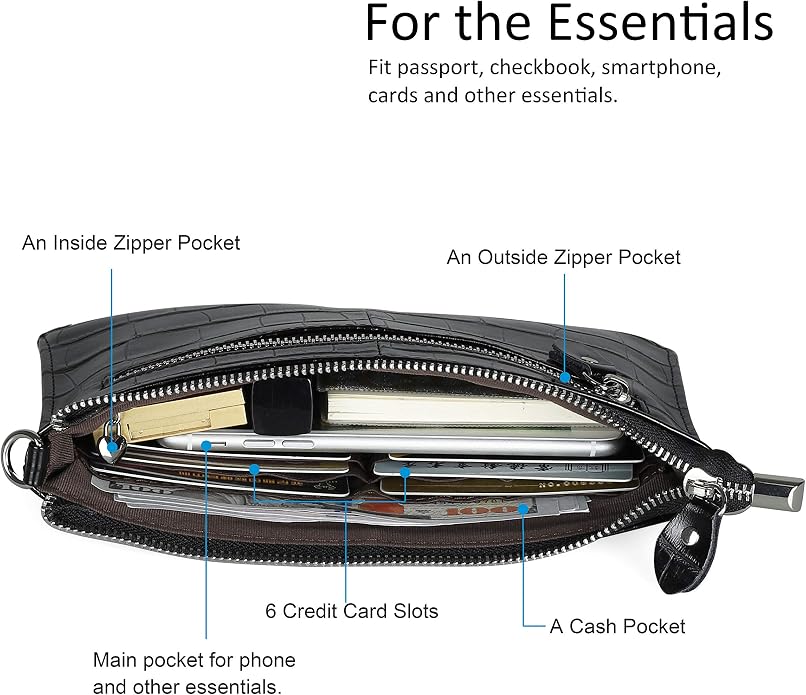 befen Genuine Leather Wristlet Clutch Wallet Purses Small Crossbody Bags for Women with RFID Blocking Card Slots