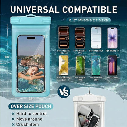 Waterproof Phone Case, with Inside Card Pack, IPX8 Under Water Phone Bag Compatible for iPhone 17/16/15/14/13/12 Pro Max Plus Cellphone Up to 8.3", Travel Essentials, 2 Pack-Black&Blue