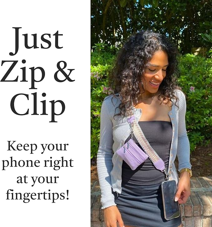 Save the Girls Original Clip and Go Phone Strap Pattern - Crossbody Phone Strap Chain with Zipper Wallet Pouch