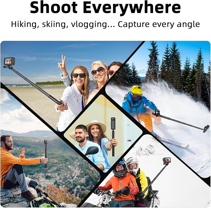 BRDRC 53" Invisible Selfie Stick for Insta360 X5 X4, Extended Monopod Pole Heavy Duty Solid Compact for DJI OSMO 360, for Insta 360 X5 X4 X3 X2 X Accessories (with Go Pro Adapter and Wrist Strap)