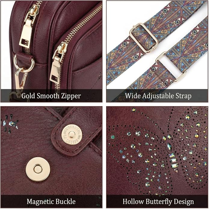 KITEVIUN Crossbody Bags for Women Leather Crossbody Purse Small Shoulder Phone Purse with Adjustable Strap & RFID Card Slots