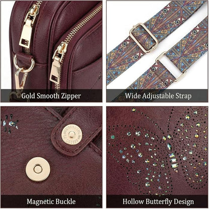 KITEVIUN Crossbody Bags for Women Leather Crossbody Purse Small Shoulder Phone Purse with Adjustable Strap & RFID Card Slots