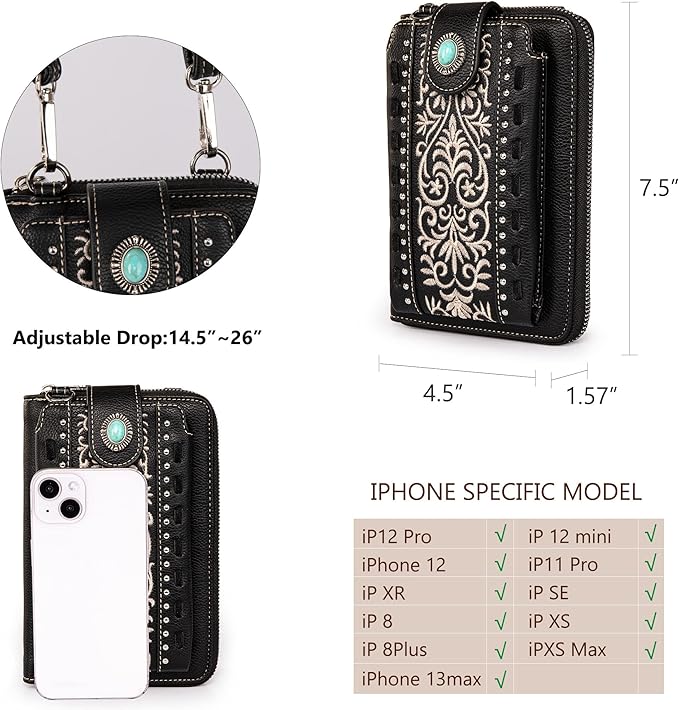 Montana West Small Crossbody Bags for Women Western Handbag with Cash Slots