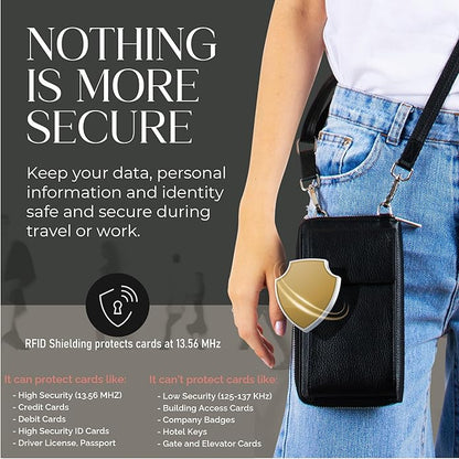 BULL GUARD Crossbody Leather Wallet Phone Purse, Anti Theft and RFID Blocking, Elegant Design for Travel