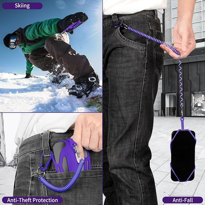 HOTEMIA Silicone Phone Lanyard Holder with Carabiner, Universal Phone Strap,Anti-Theft Phone Case with retractable tether
