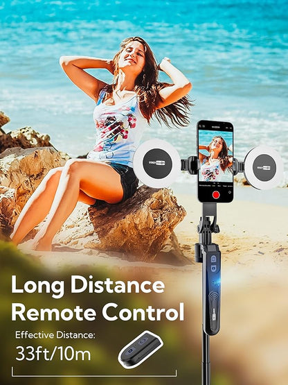 USKEYVISION Auto Face Tracking Tripod 360 Rotation,Phone Tripod for iPhone w/Fill Light,Selfie Stick for iPhone w/Remote Control,70” Phone Holder Video Recording for Content Creators TikTok(UTK-02)