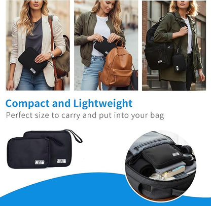 7 Pack Electronics Travel Organizer Case for Chargers and Cords | Large Travel Cable Organizer Pouch Electronic Accessories Carry Case for Power Bank, SD Card, Phone, Earphone Black
