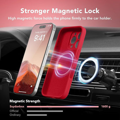Magnetic for iPhone 16 Pro Case, Compatible with MagSafe, [Full Camera Protection][Screen Protector] Silicone Shockproof Protective Phone Case for iPhone 16 Pro 6.3", Deep Red