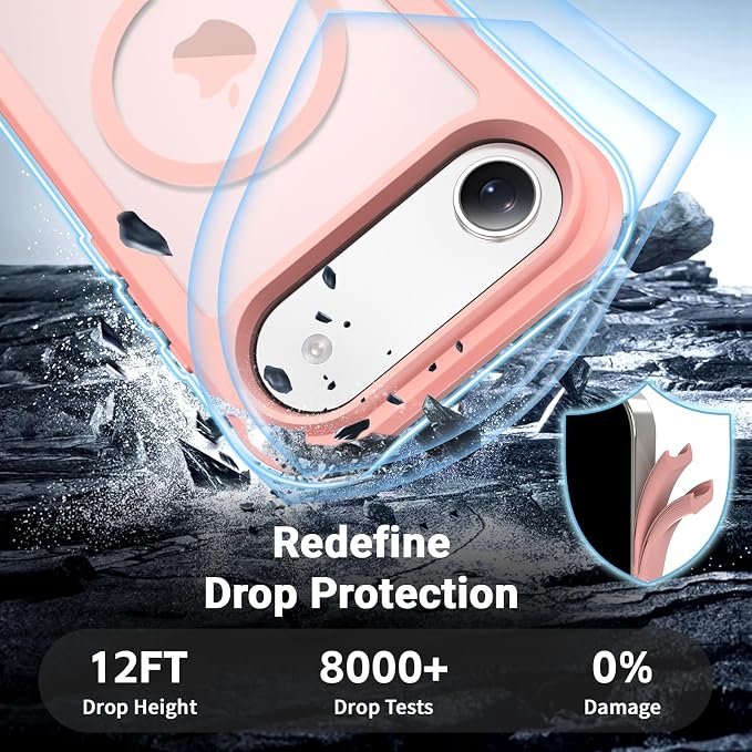 jaroco Magnetic for iPhone Air Case, [Compatible with MagSafe][Military Grade Drop Protection][Heavy Duty Protection][Non-Slip][Shockproof] 2-Layer Durable Bumper Phone Case 6.5''-Pink