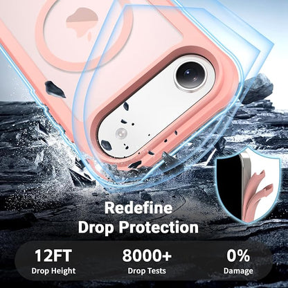 jaroco Magnetic for iPhone Air Case, [Compatible with MagSafe][Military Grade Drop Protection][Heavy Duty Protection][Non-Slip][Shockproof] 2-Layer Durable Bumper Phone Case 6.5''-Pink
