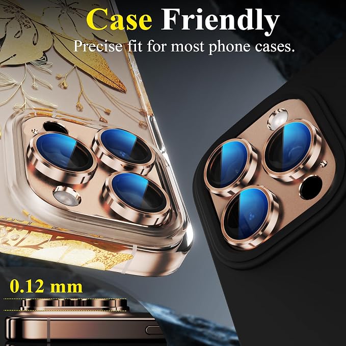YWXTW for iPhone 16 Pro/iPhone 16 Pro Max Camera Lens Protector, [1:1 Perfect Fit] Matte Metal Anti Scratch Tempered Glass Camera Screen Protector Accessories, Case Friendly (Desert Titanium)