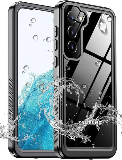 MOZOTER for Samsung Galaxy S22 Case Waterproof,[IPX8 Underwater Case][Full Body Shockproof & Military Dropproof] Clear Sound Quality Built-in Screen Protector for Samsung S22 6.1 inch-Black