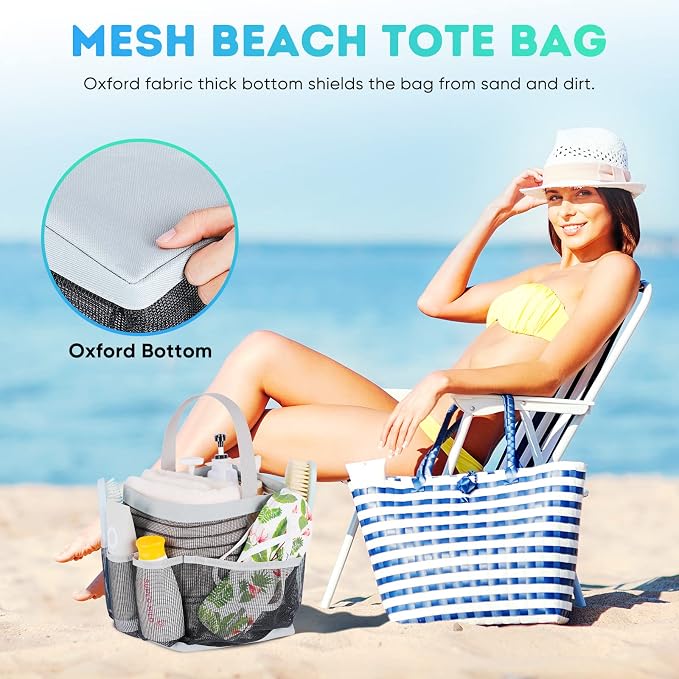 EUDELE Mesh Shower Caddy Portable for College Dorm Room Essentials,Shower Caddy Dorm with 8-Pocket Large Capacity for Beach,Swimming,Gym,Travel essentials