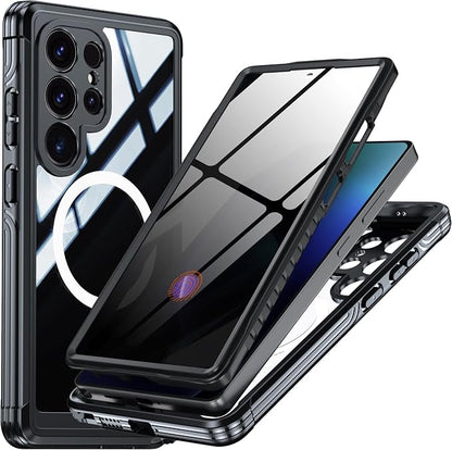 Magnetic Privacy Case for Samsung Galaxy S25 Ultra, Military Grade Protection, Fit for MagSafe, Anti Peep Privacy Screen Protector Soft Edge Full Camera Lens Protected Shockproof Anti Spy Phone Case