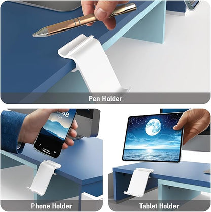 Simple Houseware Desk Dual Monitor Stand Riser with Drawer, Blue