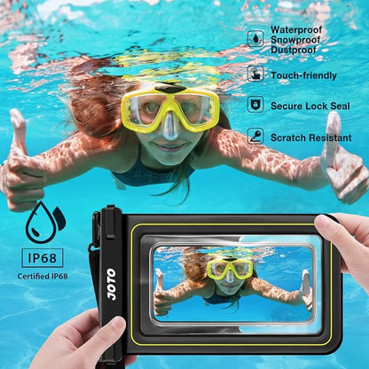 JOTO [IP68 Floatable Large Floating Waterproof Phone Pouch Up to 10", Underwater Phone Case Cellphone Dry Bag for iPhone 17 16 15 14 13 12 11 Pro Max Xs Max XR X 8 7 Plus SE/Galaxy S24 S23 S22 -Black