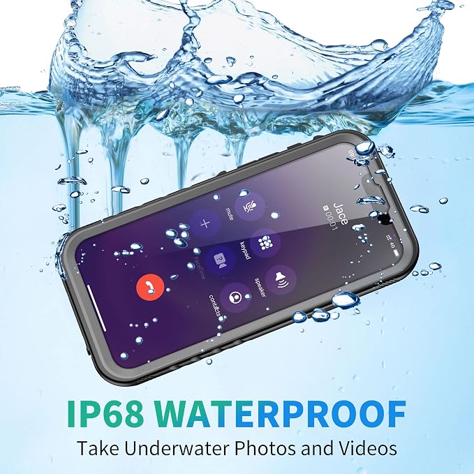SPORTLINK Compatible with iPhone 13 Pro Waterproof Case - Built in Screen Protector Full Body Shockproof/Dustproof/IP68 Waterproof/Case for iPhone 13 Pro 6.1 Inch Black