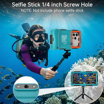 Underwater Phone Case for Snorkeling, [50ft/15M] Professional Deep Diving Waterproof Phone Case for iPhone 17-7 Pro/Pro Max/Plus/Mini, 16/17E, SE 2/3, Galaxy S10-S25 Plus/Ultra, A21-A56 [Blue]