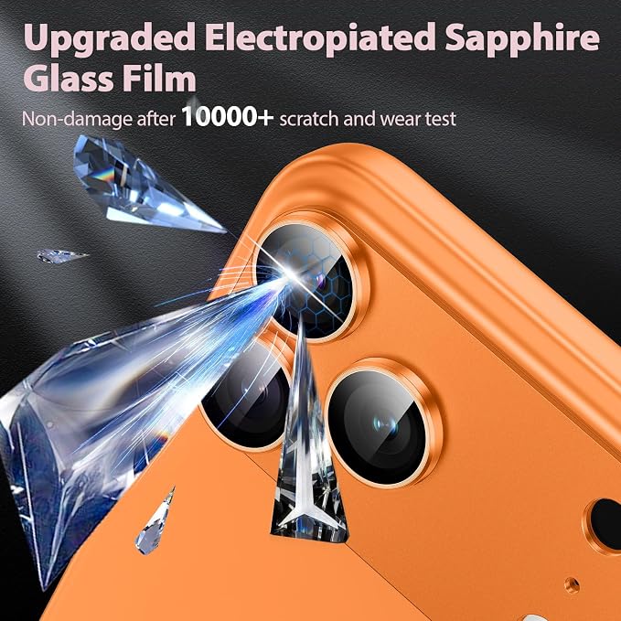 for iPhone 17 Pro Max Camera Lens Protector [Anti-Scratch] [Ultra HD Clear] [Strong Adhesion] Metal Aluminum Alloy Tempered Glass Camera Screen Cover(Cosmic Orange)