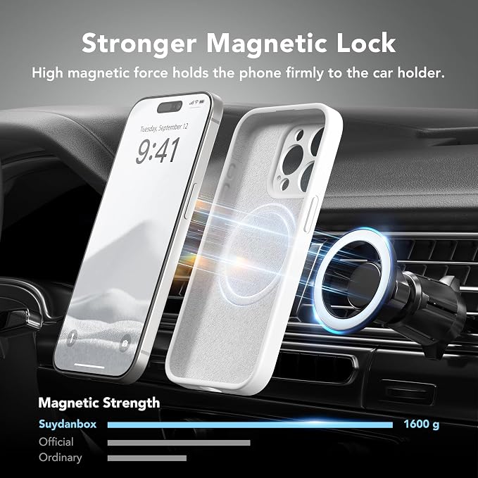 Magnetic for iPhone 12 Pro Max Case, Compatible with MagSafe, [Full Camera Protection][Screen Protector] Silicone Shockproof Protective Phone Case for iPhone 12 Pro Max 6.7", White