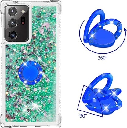 Bling Liquid Case for Galaxy Note 20 Ultra, Glitter Silicone Protection Case Bumper Liquid Phone Cover TPU Case Sparkle Sleeves with Ring Stand Resistant Compatible with Samsung Galaxy Note 20 Ultra