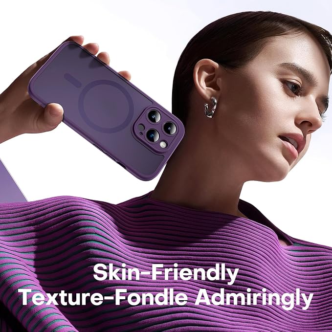 TOCOL Magnetic for iPhone 14 Pro Max Case, Upgraded Full Camera Protection, Compatible with Magsafe, Drop Protection, Translucent Matte Back Bumper Phone Cover 6.7-Inch（Midnight Purple）