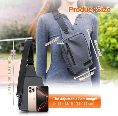 KIWIFOTOS Travel Phone Pouch for Crossbody Sling Bag for iPhone 17 16 15 14 Pro Max iPad mini 6 5 4 Nintendo Switch 2 Water Resistant Smartphone Zipper Chest Bag Adjustable Strap