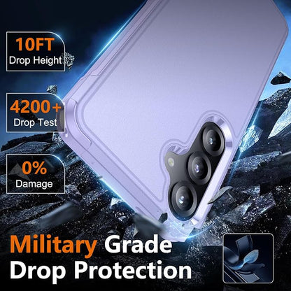 SPIDERCASE Designed for Samsung Galaxy S25 Case, [10 FT Military Grade Drop Protection], 2 Pack [Tempered Glass Screen Protector+Camera Lens Protector] Heavy Duty Shockproof Case, Purple