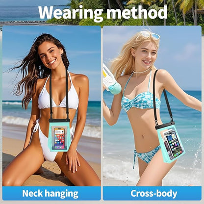 PEDVSTY Large Waterproof Phone Pouch [with Sealing Strip], Cell Phone Dry Bag for iPhone Galaxy All Phones, Floating Water Proof Bag for Beach Water Park Green