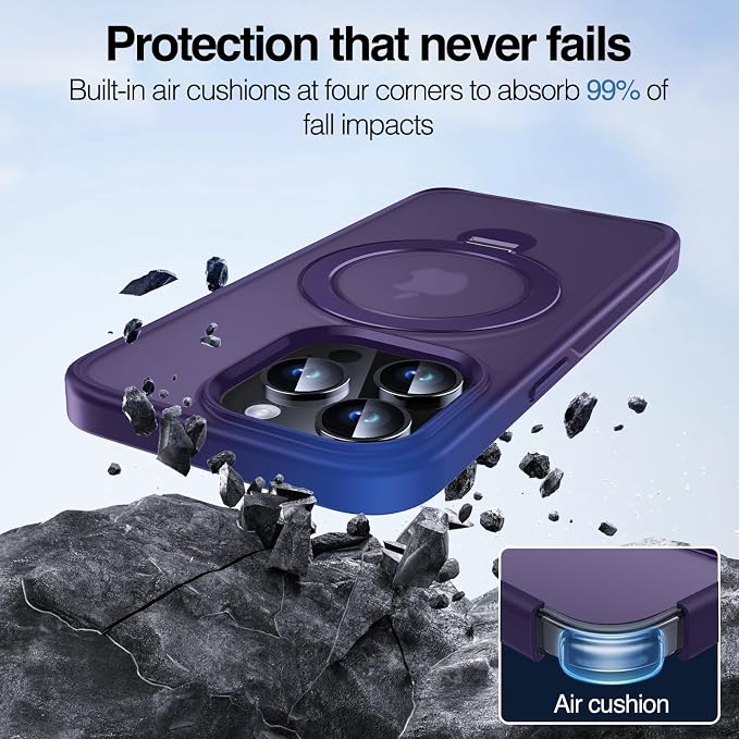Anqrp 360° All-in-ONE Stand Case for iPhone 13 Pro Case with Rotatable Magnetic Kickstand Ring Holder, Compatible with MagSafe, MIL-Grade Shockproof iPhone 13 Pro Phone Case Cover 6.1 inch, Purple