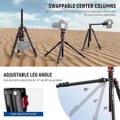 NEEWER Basics 70.9" Camera Tripod Monopod with Center Column & Ball Head, Quick Release Overhead DSLR Cell Phone Holder Stand Compatible with iPhone Travel Video Recording, 17.6 lbs Max Load, TP16
