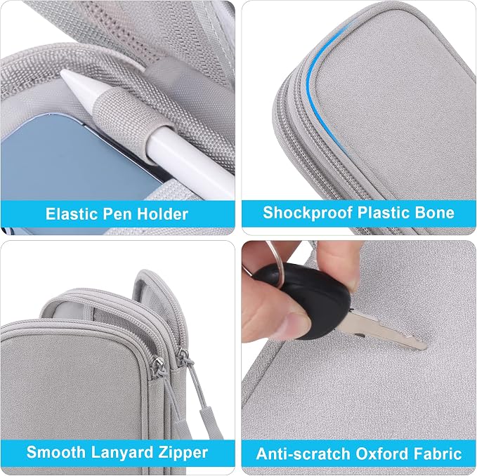 Lacdo Electronic Organizer, Travel Cable Organizer Bag Pouch Tech Electronic Accessories Carry Case Portable Double Layers Charger Case for Cable, Cords, Charger, Phone, Power Bank, Earphone, Gray