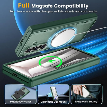 Caka Magnetic for Samsung Galaxy Z Fold 8 Ultra Case with Hinge Protection | Compatible with MagSafe, Built-in Outer Screen Protector, Hinge Guard, Translucent Matte Back, 360° Hybrid Drop Defense