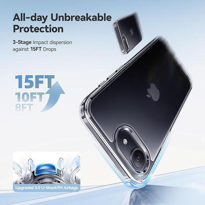 CASEKOO for iPhone 17e/16e Case Crystal Clear, Patented Anti-Yellow & Virgin TPU, 15FT Military-Grade Drop Protection, Slim Transparent Women Men Funda para for iPhone 17e/16e Case 6.1 inch, Clear
