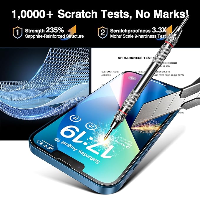 EZ-GLAZ- 4 Pack for iPhone 13 Screen Protector [6.1"] With 2 Pack Camera Lens Protector, 9H+ Hardness 12FT Military Grade Shatterproof Scratch Resistant Durable Tempered Glass Film with Flawless Fit Kit, HD Clear