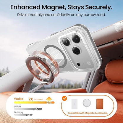 Strong Magnetic for iPhone 17 Pro Max case [10Ft Military-Grade Protection] Compatible with fit MagSafe Shockproof Slim Thin Cover case for iPhone 17 Pro Max 6.9 inch, Clear Gray