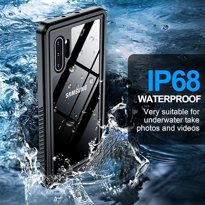 MOZOTER for Samsung Galaxy Note 10 Plus Case Waterproof,[IPX8 Underwater Case][Full Body Shockproof & Military Dropproof] Built-in Screen Protector for Samsung Note 10+ Plus 6.8 inch-Black