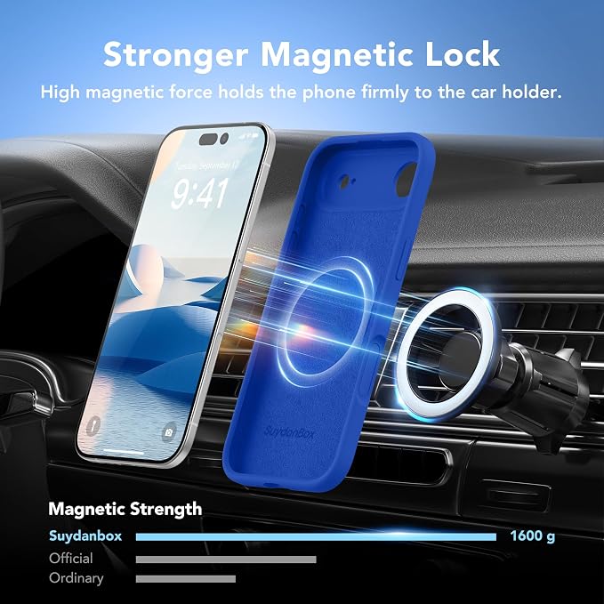 Magnetic for iPhone Air Case, Compatible with MagSafe, [Full Camera Protection][Screen Protector] Silicone Shockproof Protective Phone Case for iPhone 17 Air 6.5", Klein Blue