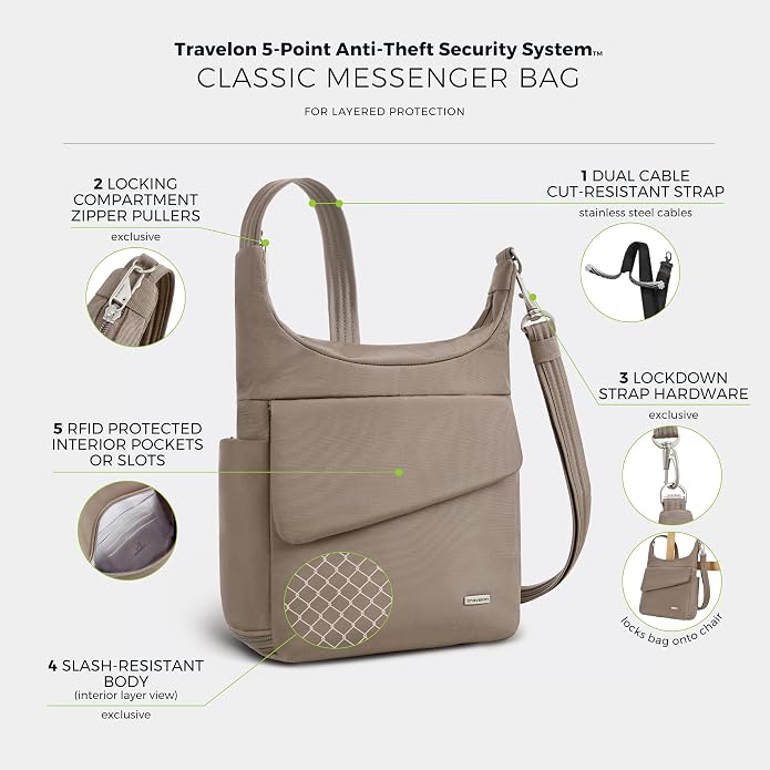 Travelon Anti-Theft Classic Messenger Bag