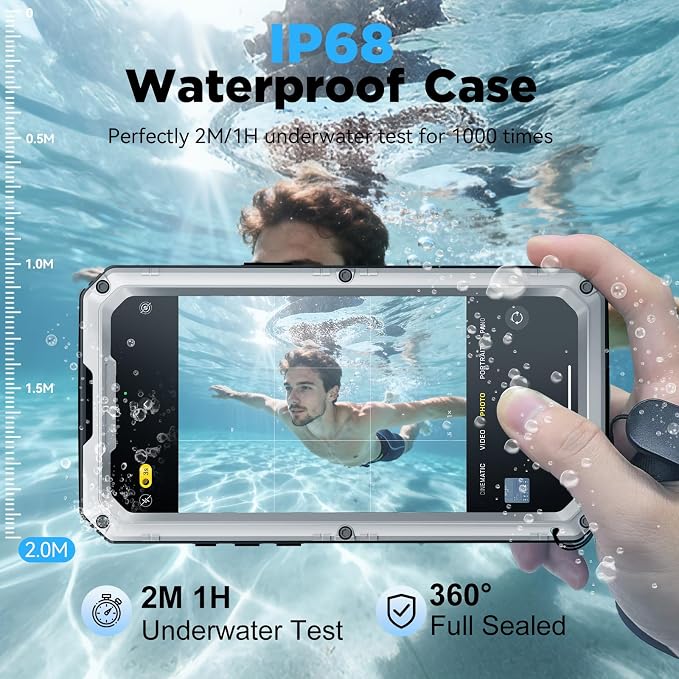 Beasyjoy for iPhone 17 Pro Case Waterproof, Heavy Duty Metal Full Body Protection, Built-in Screen Protector, Military Grade Shockproof Dustproof Rugged Cover for iPhone 17 Pro 6.3", Silver