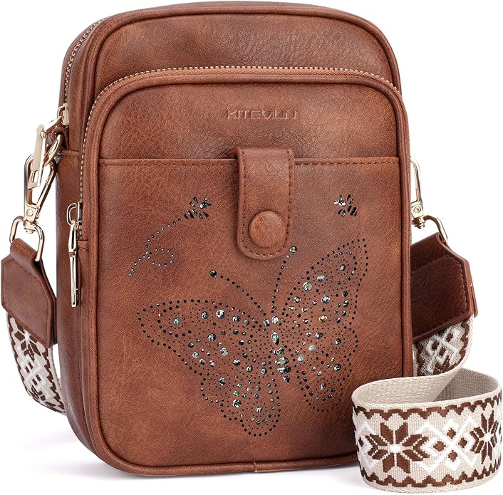 KITEVIUN Crossbody Bags for Women Leather Crossbody Purse Small Shoulder Phone Purse with Adjustable Strap & RFID Card Slots
