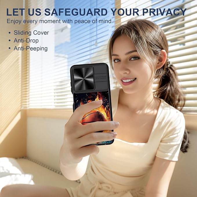 for Motorola Moto G Power 5G 2025 Case with Passionate Basketball, Metal Slide Camera Cover, Screen Protector, Anti-Peeping Privacy Safeguard, Camera Lens Protector Phone Case for Moto G Power 5G